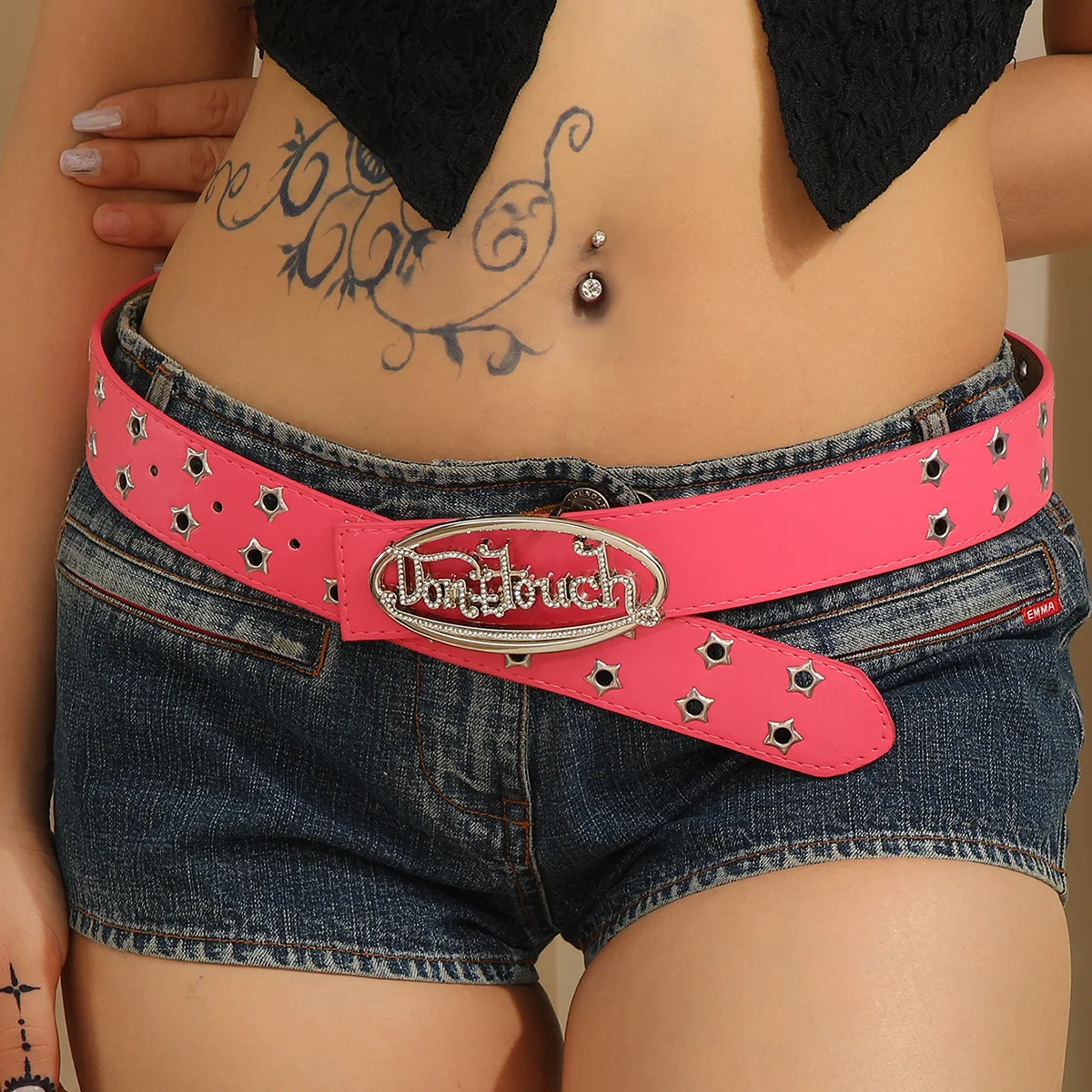 유럽 및 미국 펑크 스타일 리벳 힙합 벨트 오토바이 스타일 벨트 2025 신상 레터 라인스톤 레터 벨트