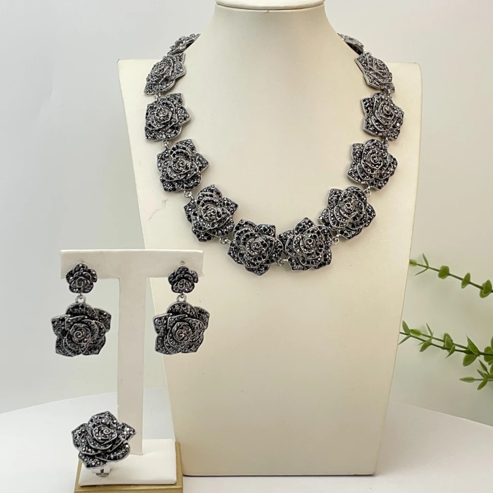 New Fashion Trendy Women Jewelry Set Brazilian African Wedding Bridal Necklace Gifts FHK30040
