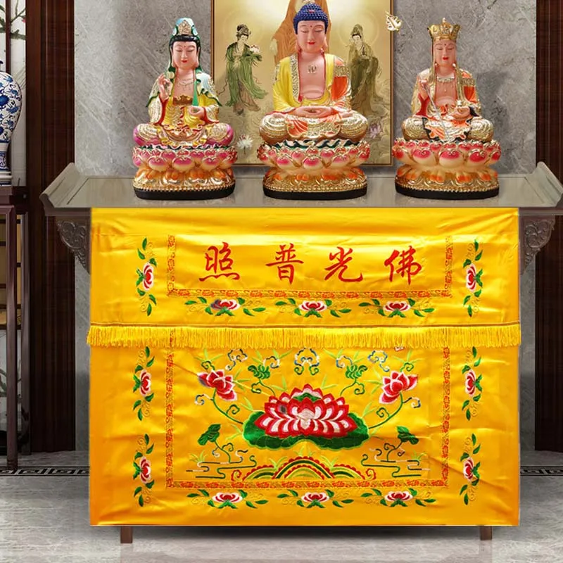 

Wholesale Buddhist item 100CM Buddhism HOME Temple decoration Worship Buddha Embroidery Altar table enclosure Hanging Curtain