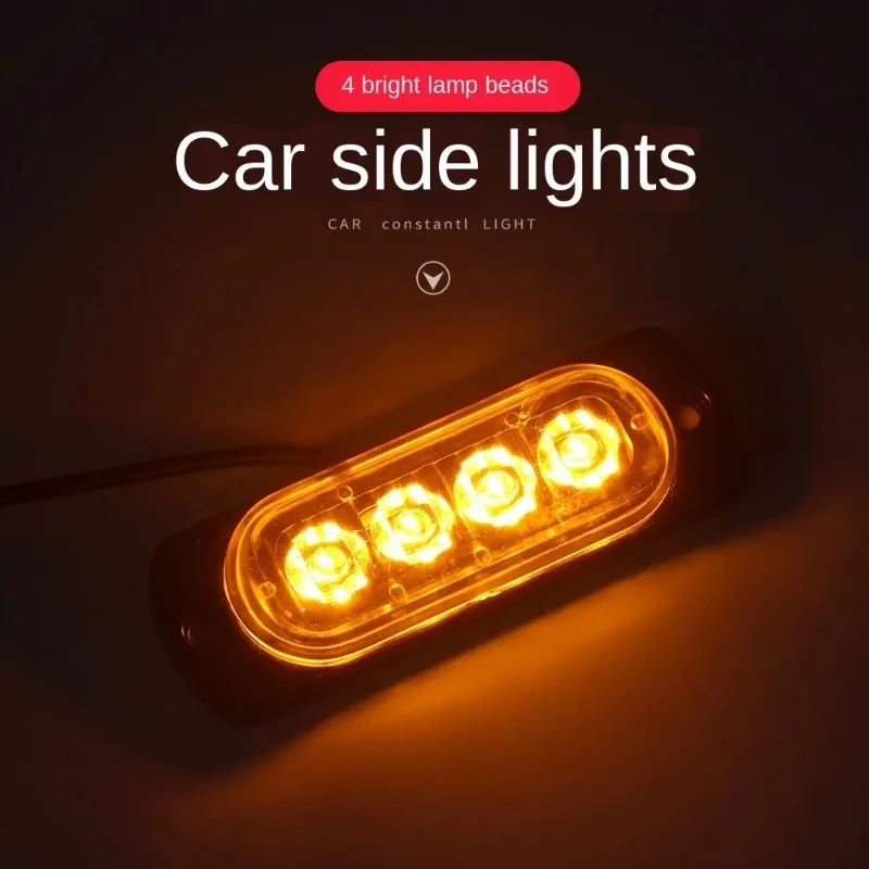 4pcs 12V 24V 4 Led lights Amber/red/white/blue Car Trailer Truck Motorcycle side marker light Bar Indicator Clearance Light