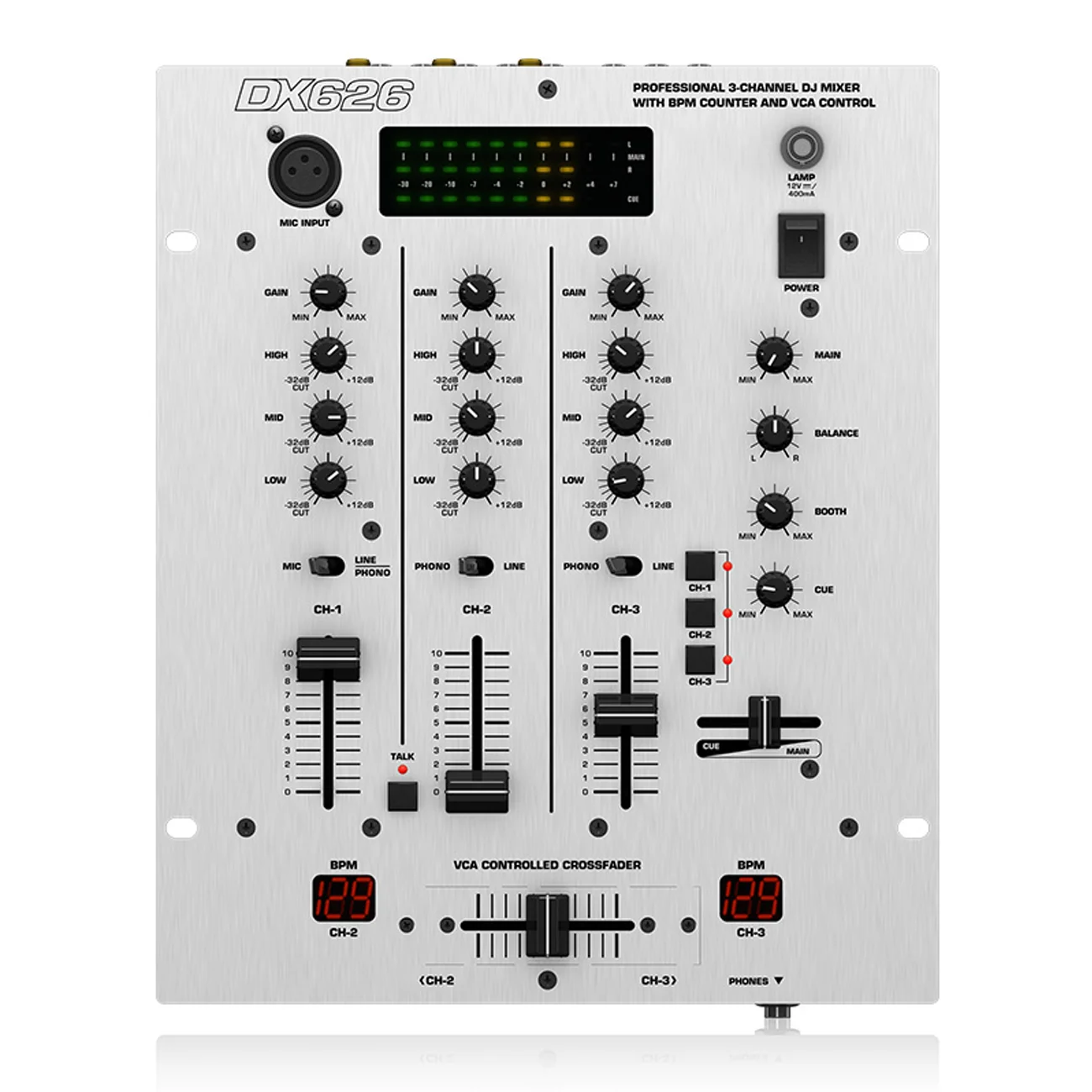 CLMC-DX626 Professional 3-Channel Digital Audio DJ Mixer with BPM Counter and VCA Control DJ Mixer
