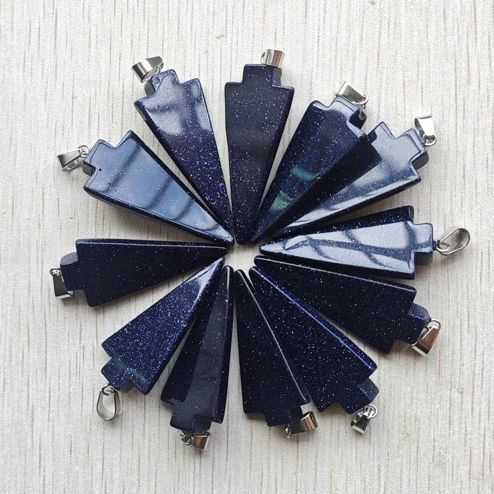 Fashion good quality blue sand stone arrow shape pendants for jewelry accessories making free shipping Wholesale 12pcs/lot