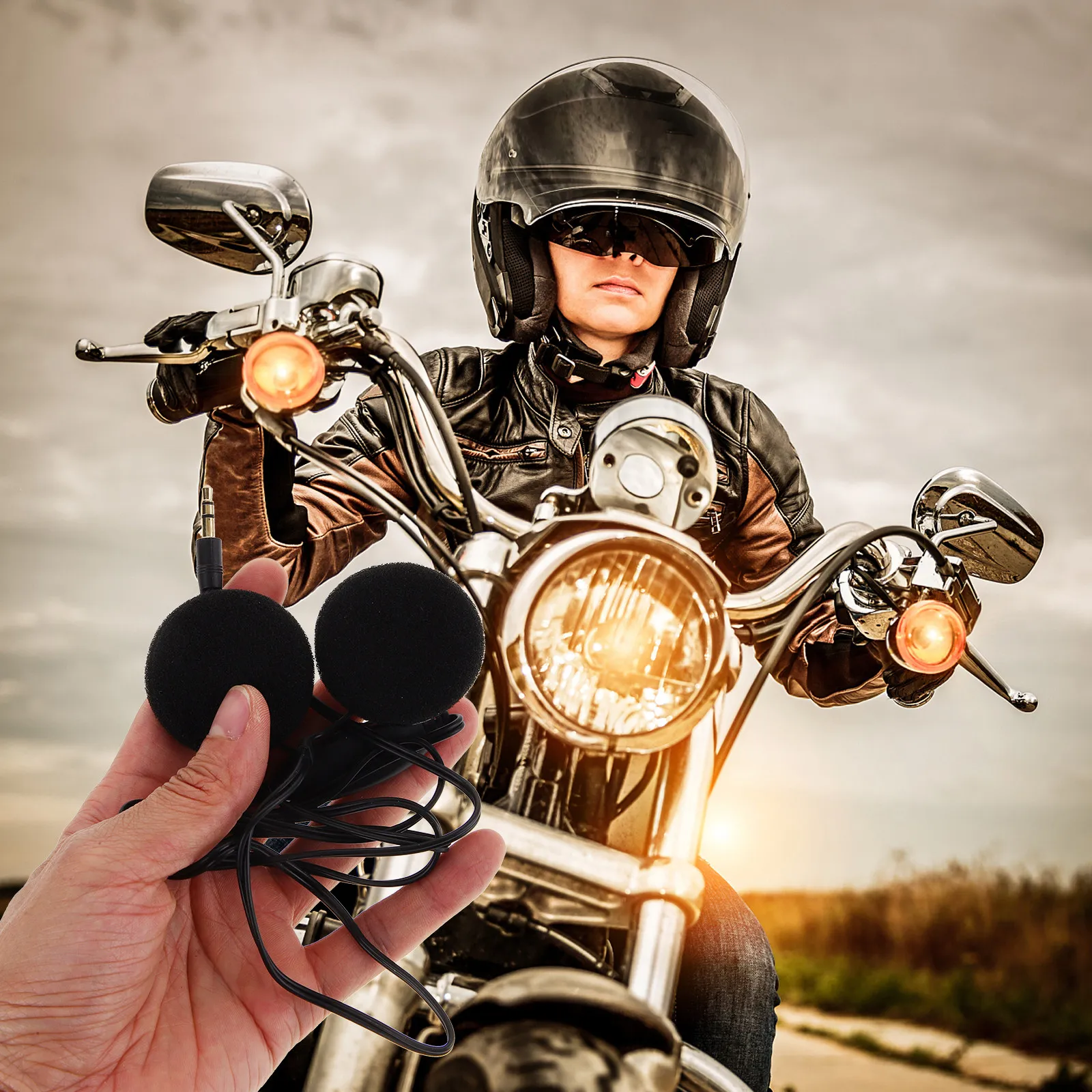 

Мотоциклетная гарнитура 3,5 мм, мотоциклетные наушники с шумоподавлением, ветрозащитные, для четкой связи, аудиосистема для мотоциклов