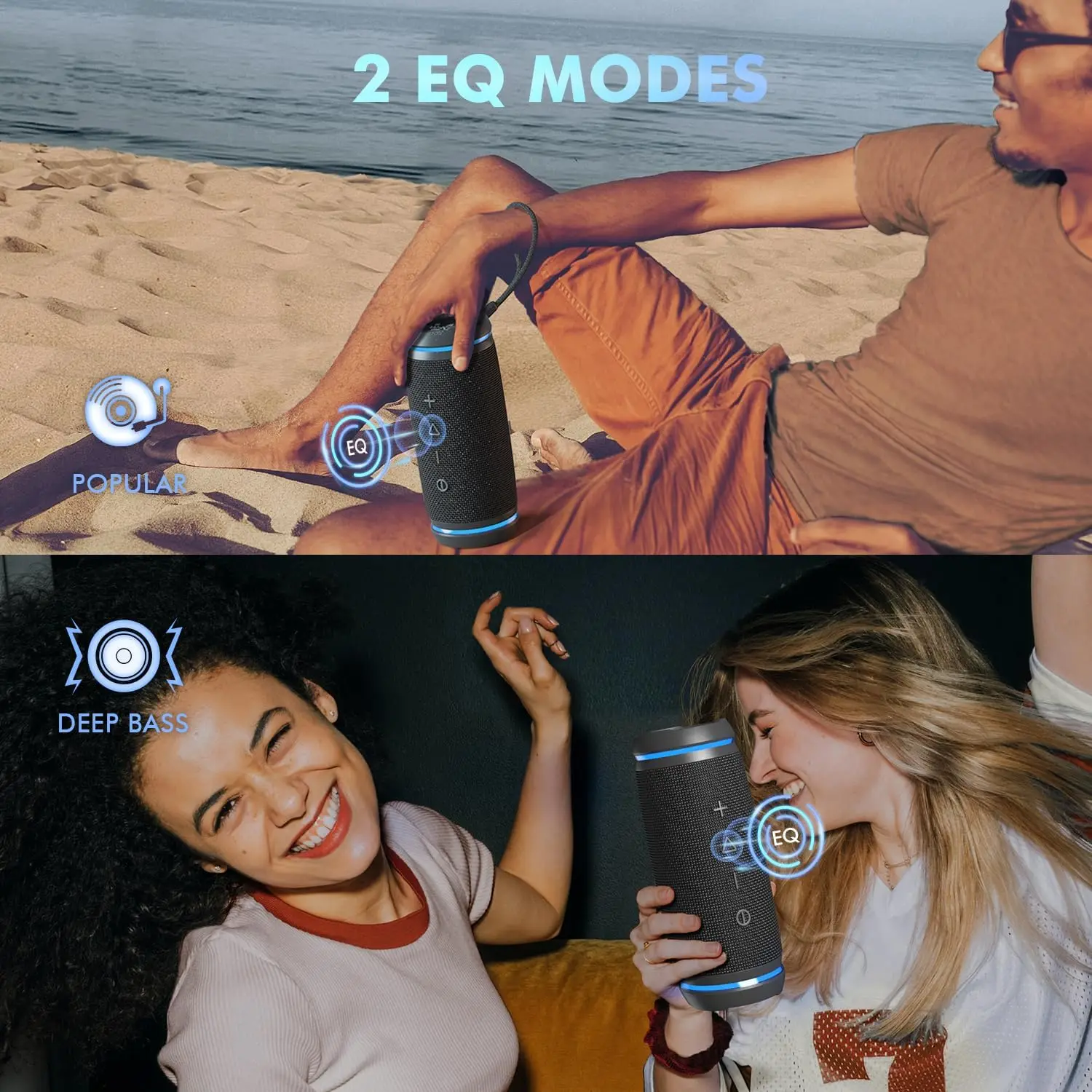 W-KING BT226 مكبر صوت بلوتوث محمول بصوت عالٍ، 36 وات جهير إضافي، 360 درجة °   صوت محيطي هاي فاي، وقت تشغيل 24 ساعة، BT5.4، IPX6 مقاوم للماء