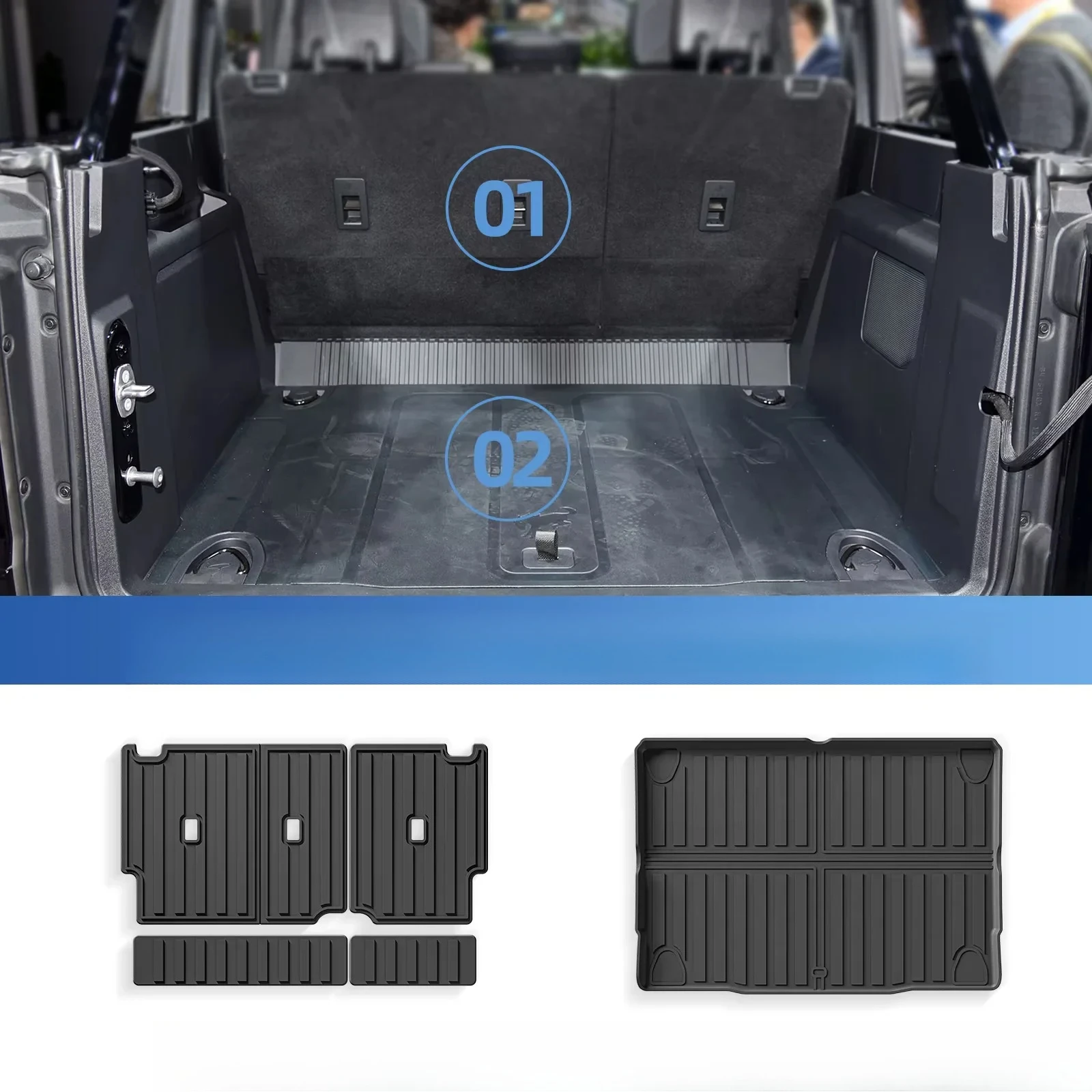 سجادات أرضية السيارة لسيارة Ford Bronco 4-Door 2021 2022 2023 2024 2025 (ليست لبابين ورياضة)، سجادات سيارة TPE لحماية جميع الأحوال الجوية #3