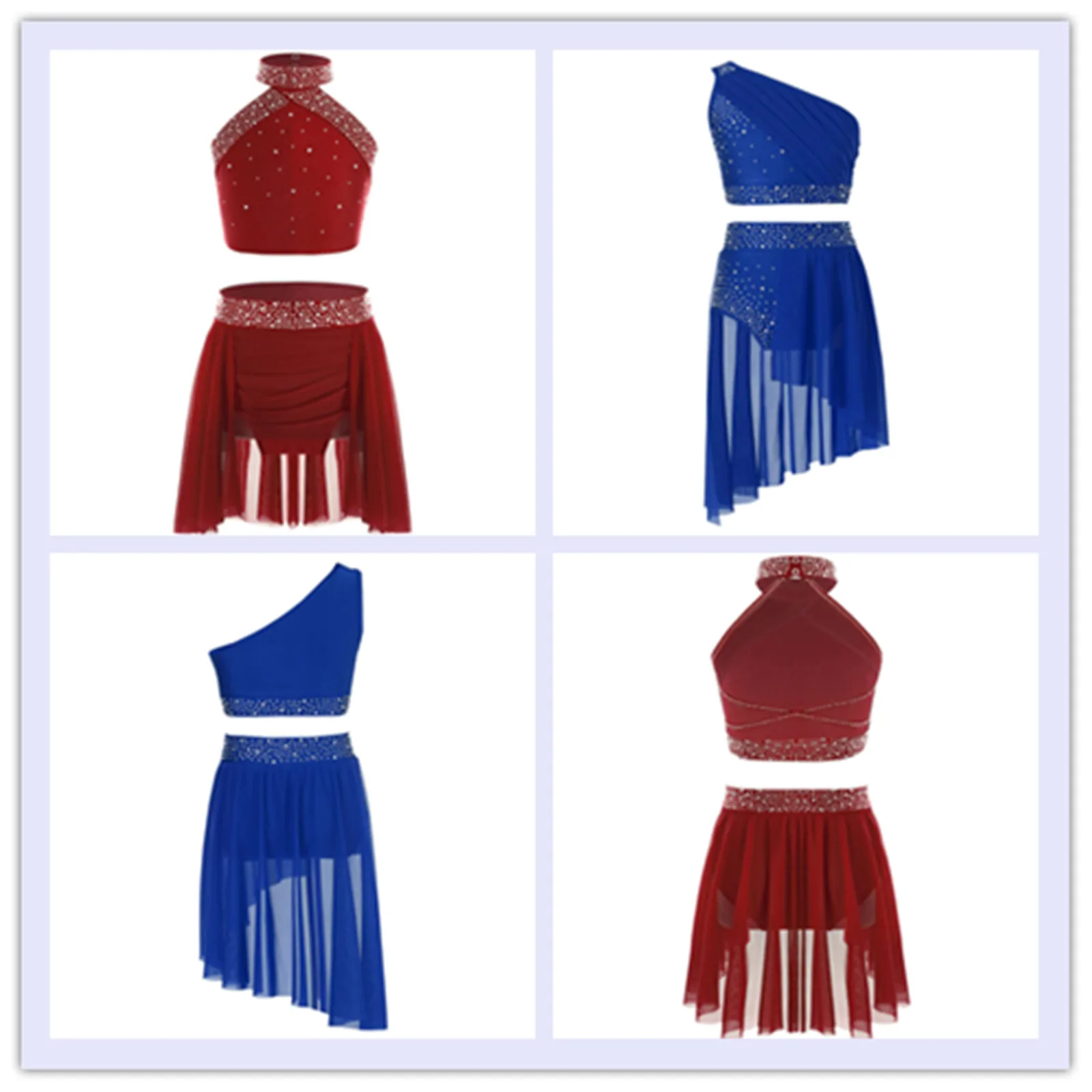 

Kids Girls Shiny Rhinestones Gymnastics Leotard Athletic Artistic Skating Dress Ballet Tutu Lyrical Dance Performance Costume