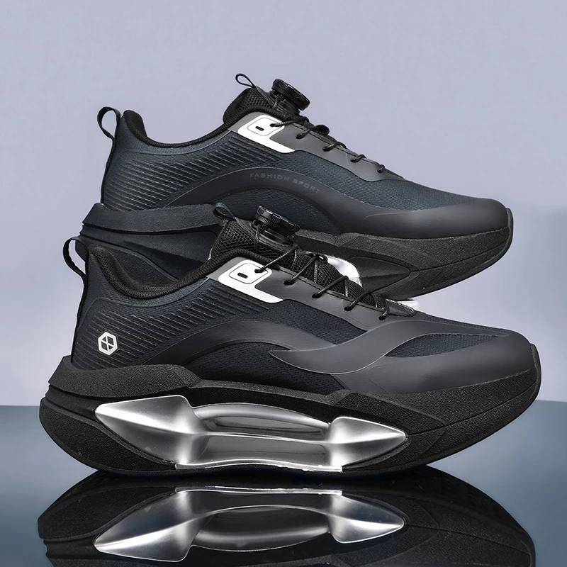  Fashion Men Running Shoes Lightweight Women Rotating Buckle Cushioning Sneakers Non-slip Athletic Training Jogging Sports Shoe