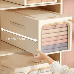 Visible Cotton Linen Jumpers Quilts Clothing Storage Box Home Cloth Clothes Moving Organiser Foldable Dormitory Storage Basket