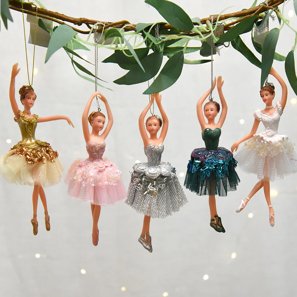 6 Colors Plastic Material Girl Bithday Gift Xmas Hanging Decoration Dancing Silver Tutu Ballerina Christmas Ornaments