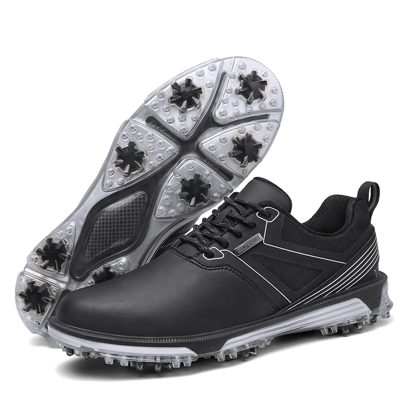 Scarpe da Golf professionali impermeabili traspiranti con allacciatura antiscivolo da uomo all'aperto