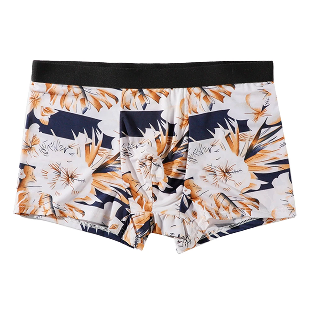 

Comfortable Pouch Boxer Briefs Men's Sexy Shorts Pouch Underpants Flower Print Trunks Ice Silk Boxers Pouch Design