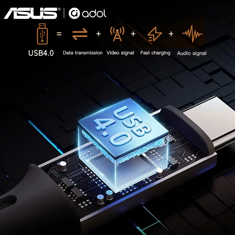 كابل ASUS USB4 بسرعة 40 جيجابت/ثانية وقوة 240 واط بدقة 8K لشحن Thunderbolt 4 Type C السريع ونقل البيانات USB C إلى C - 6
