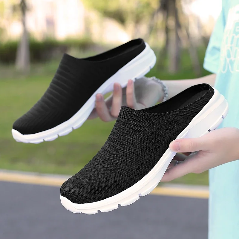 Men Summer Mesh Casual Shoes Breathable Half-pack Slippers Men Women Flat Fashion Walking Shoes Outdoor Men Luxury Sandals