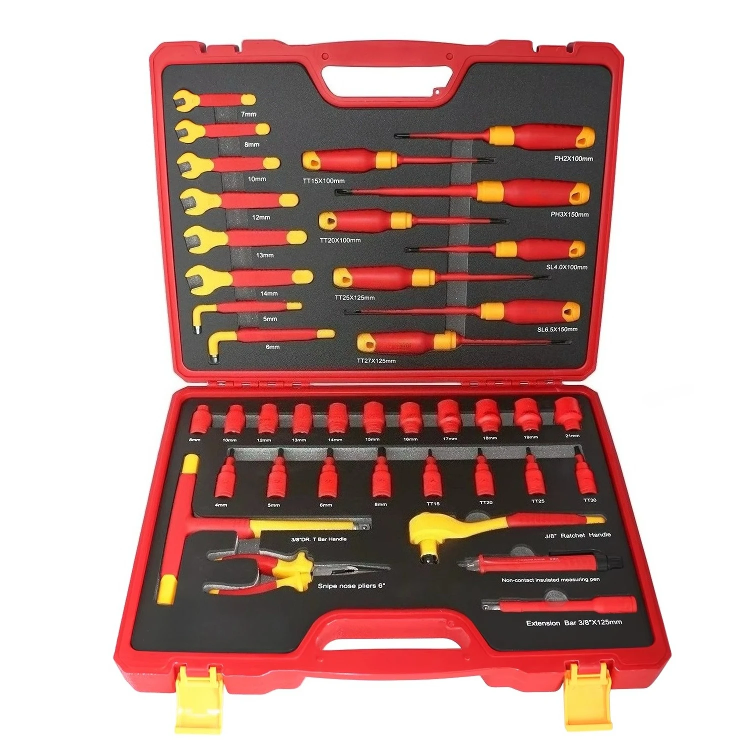 40-Piece for VDE 1000V Insulated Steel Socket Wrench & Screwdriver Tool Kit for NEV Repair & Electrical Distribution Room