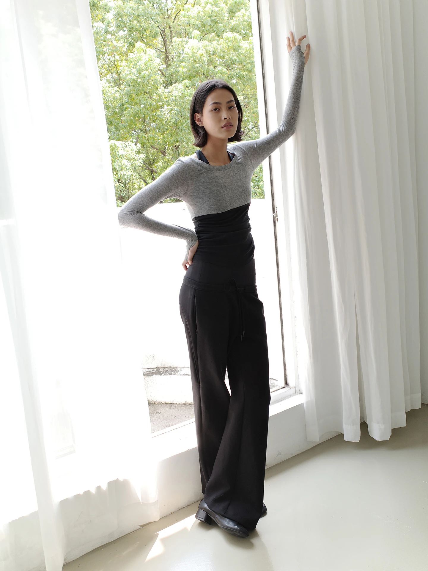 

NOANSWER женский вязаный топ Long Sve, эластичный облегающий висящий цвет Blo, удобная повседневная одежда из двух предметов