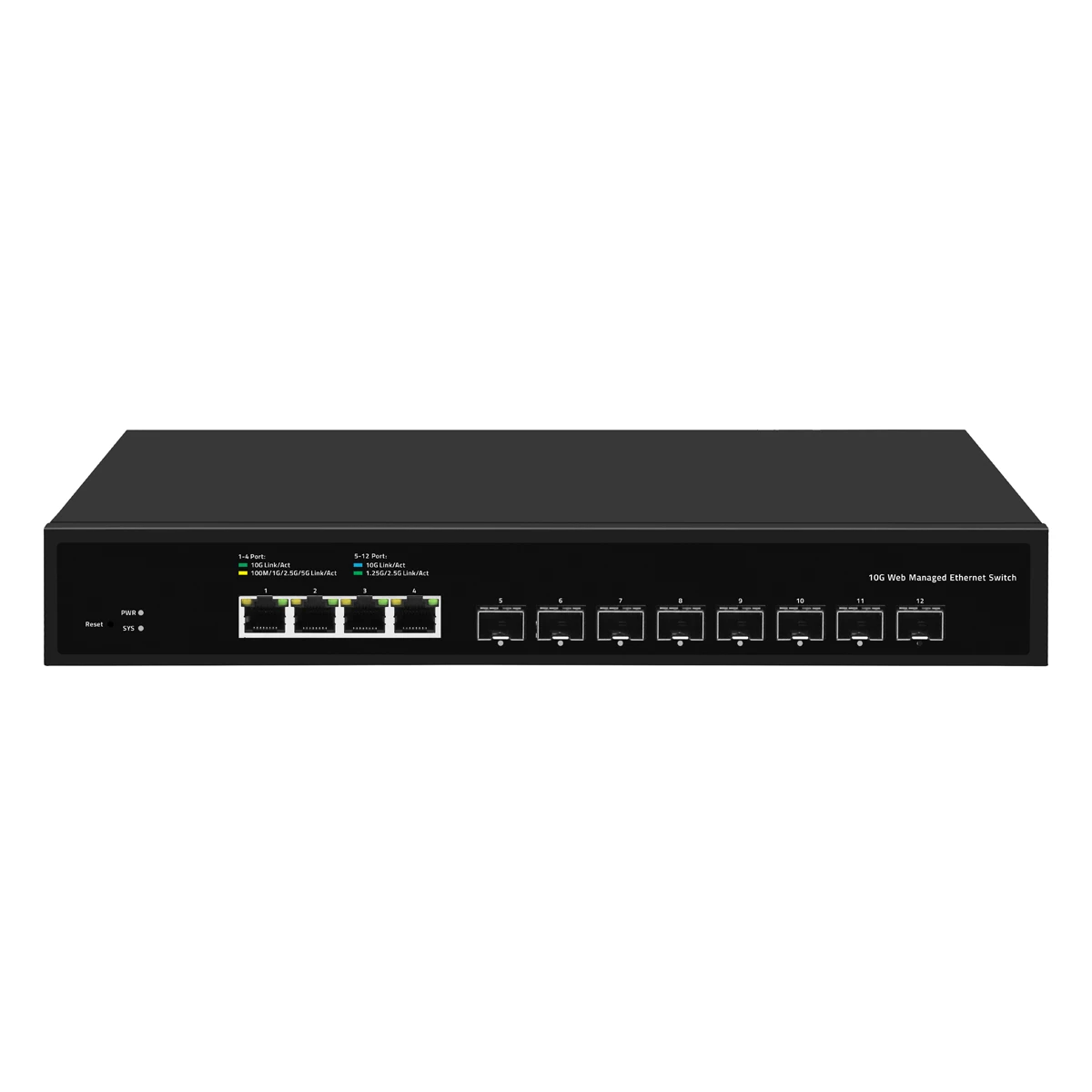 

10GB Switch 12 Port Web Managed with 4*10g RJ45 Ports, 8*10g SFP+ Ports,10Gbe Network Switch