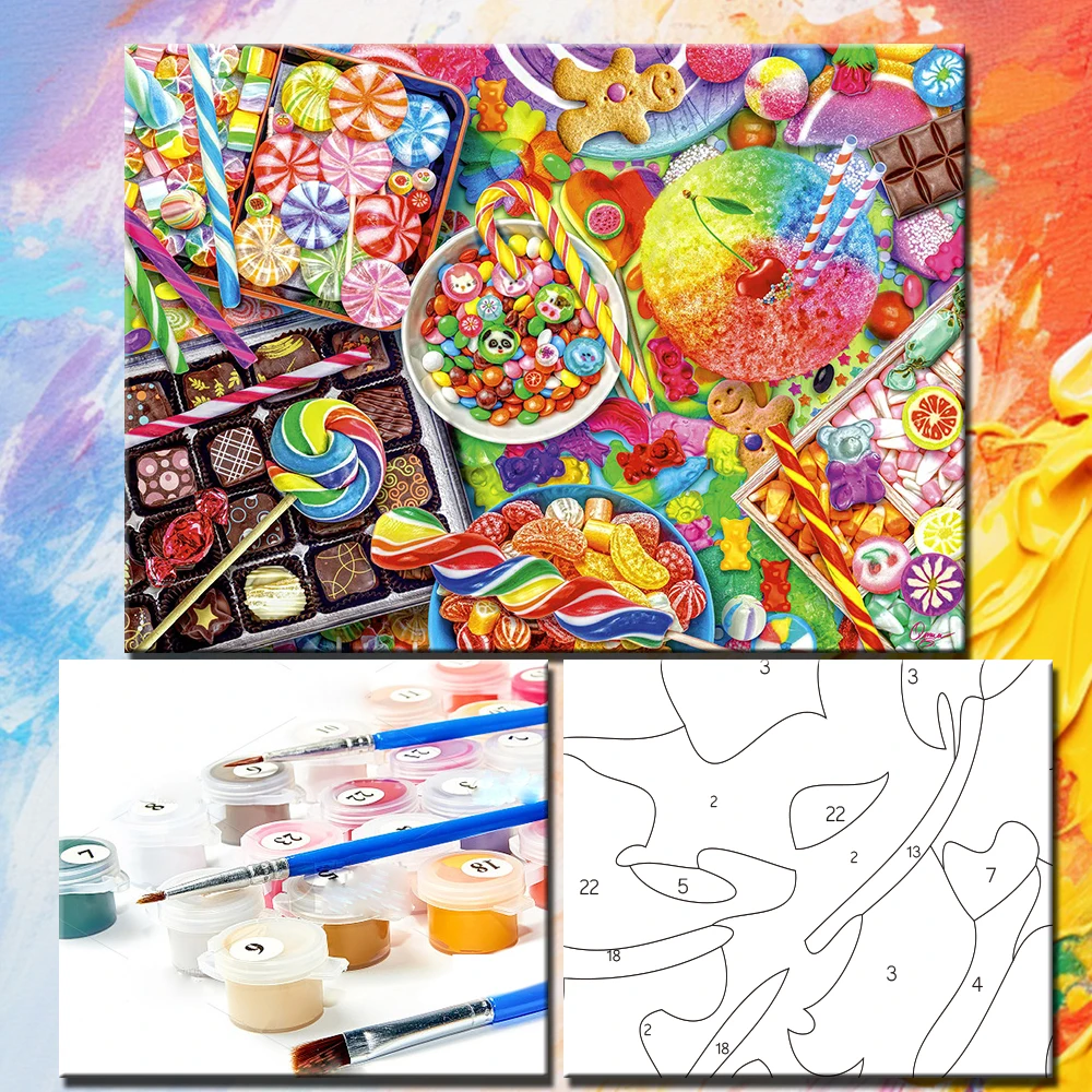 PhotoCustom Painting By Numbers Color Tools Abstract DIY Paints By Number For Adults Kits Oil Paint On Canvas Picture Home Decor