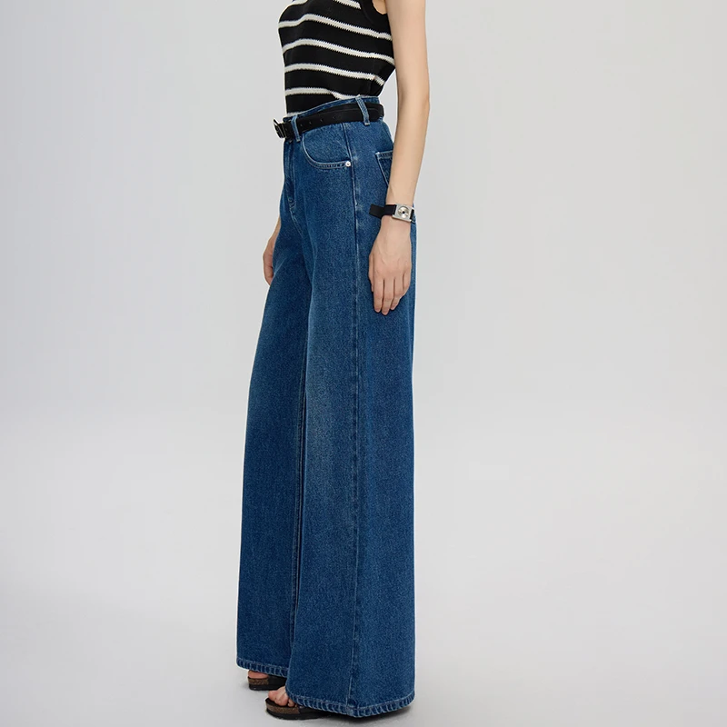 New Spring Autumn Women Good Quality Cotton Denim Ankle-length Pants Jeans Button Fly Waist Softener Loose Wide Leg Jeans T280