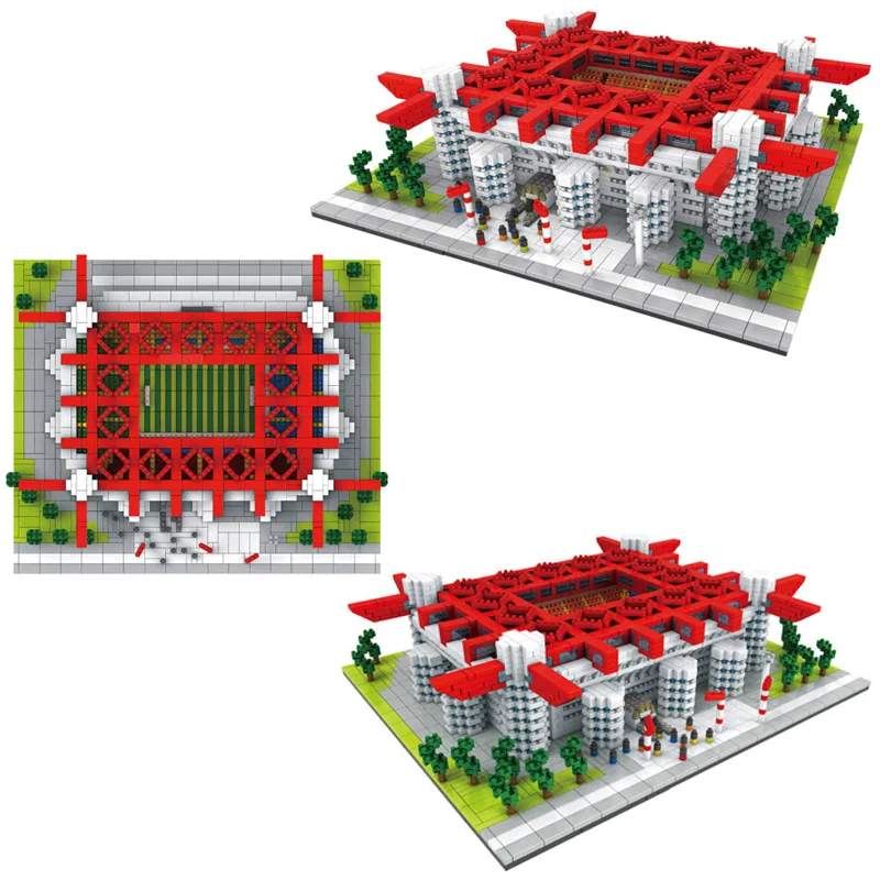 PZX9912-3 San Siro Stadium Building Blocks Italy Milan Famous Architecture Model DIY Educational Bricks Toys Children‘s Day Gift