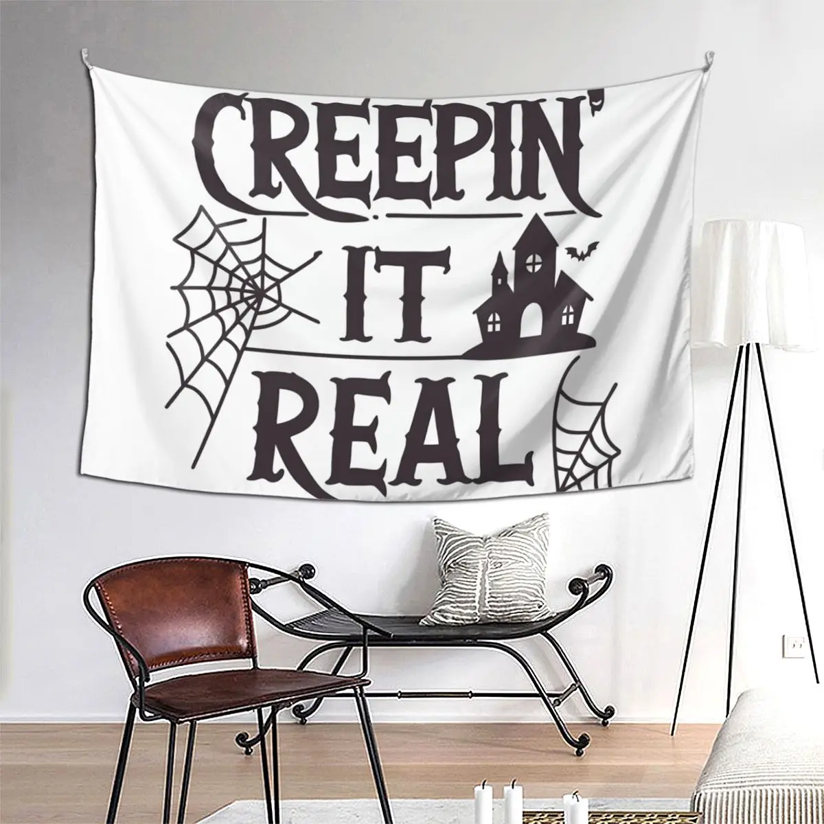 

Creepin' It Real, забавный гобелен на Хэллоуин в стиле хиппи, настенный эстетический гобелен для украшения дома для гостиной, спальни