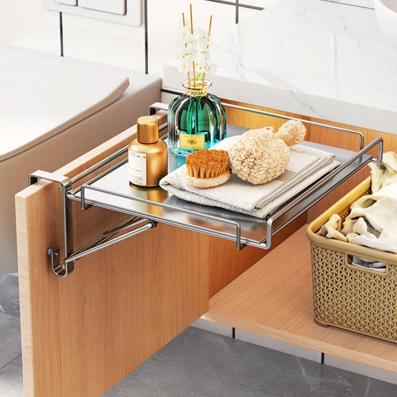 

Foldable Storage Rack Desk Extension Auxiliary Shelf Stainless Steel Storage Partition for Kitchen Hanging Door Table Board