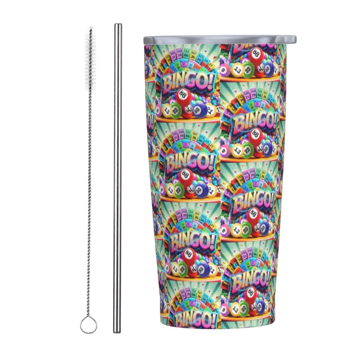 Best Play Bingo Game For Bingo Players Stainless Steel Tumbler Vacuum Insulated Mug Thermal Cold Cup Straws With Lid 20oz