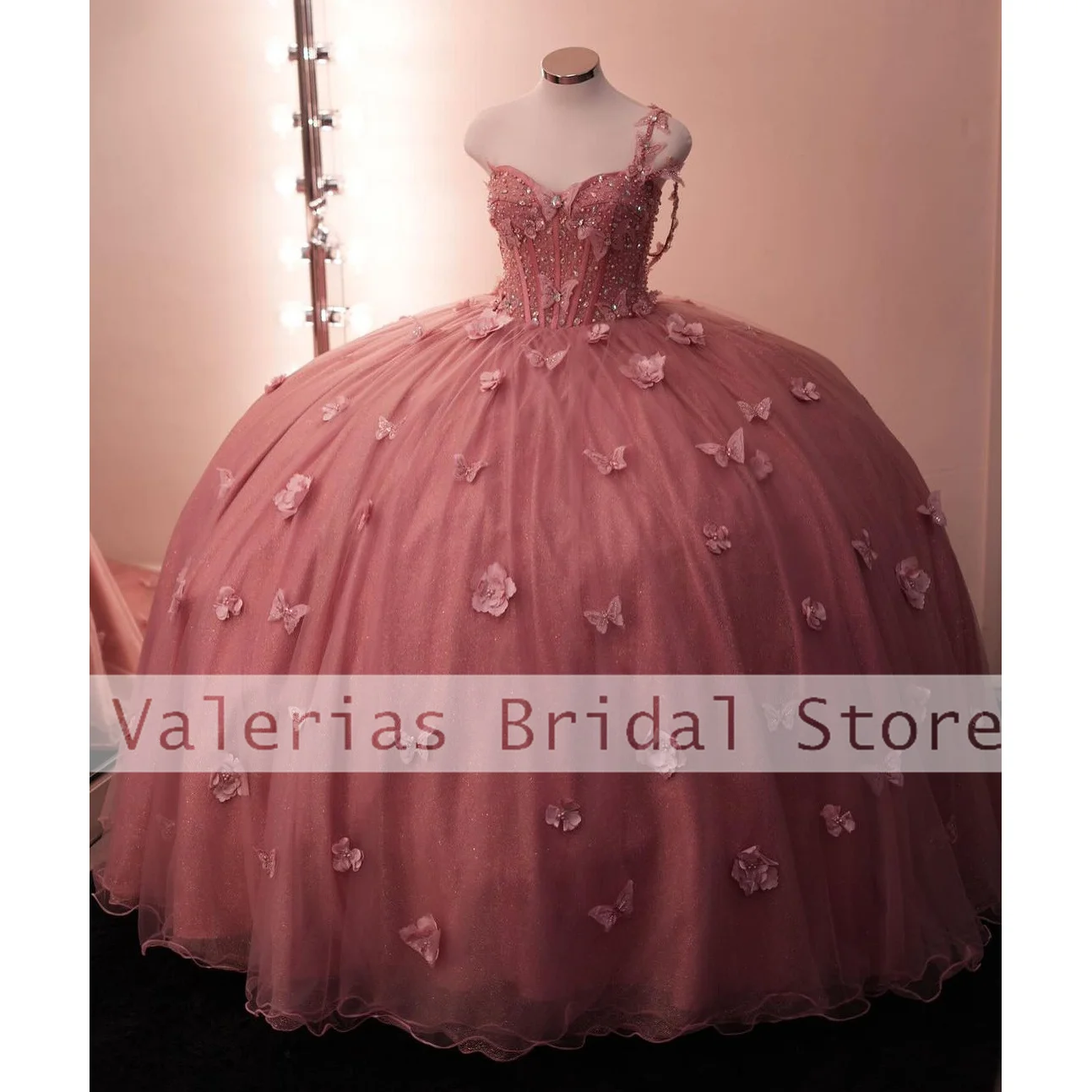 Vestido quinceanera rosa para 16 festas, sem o ombro, vestido de baile Cinderela, vestidos de baile, flor 3D, 15