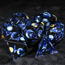 1-7pcs DND Dice Black Van Gogh