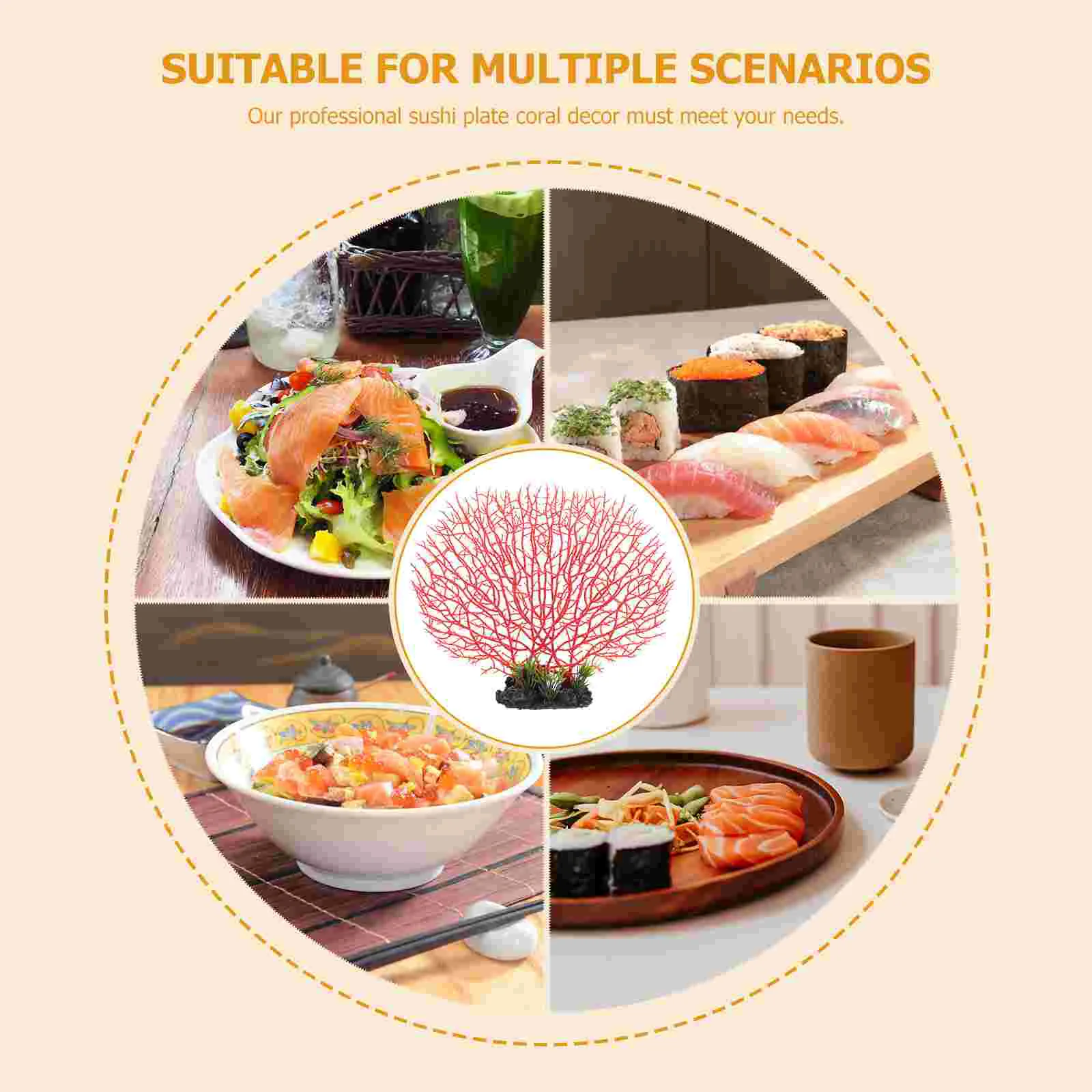 Simulated Coral Ornaments Sashimi Plate Decor Serving Artificial Plants Sushi Decorations