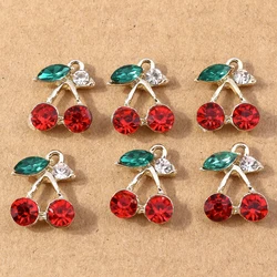 10pcs Delicate Crystal Fruit Cherry Pendants Charms for Jewelry Making DIY Necklaces Earrings Accessories Supplies