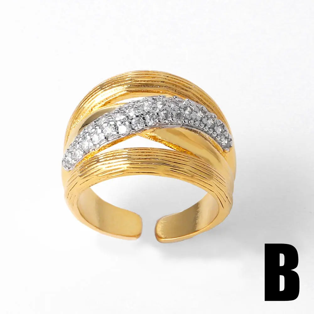 OCESRIO Fashion White Crystal Silver Color Crossover Statement Rings for Women Copper Gold Plated Ring Women Jewelry righ12 image 6