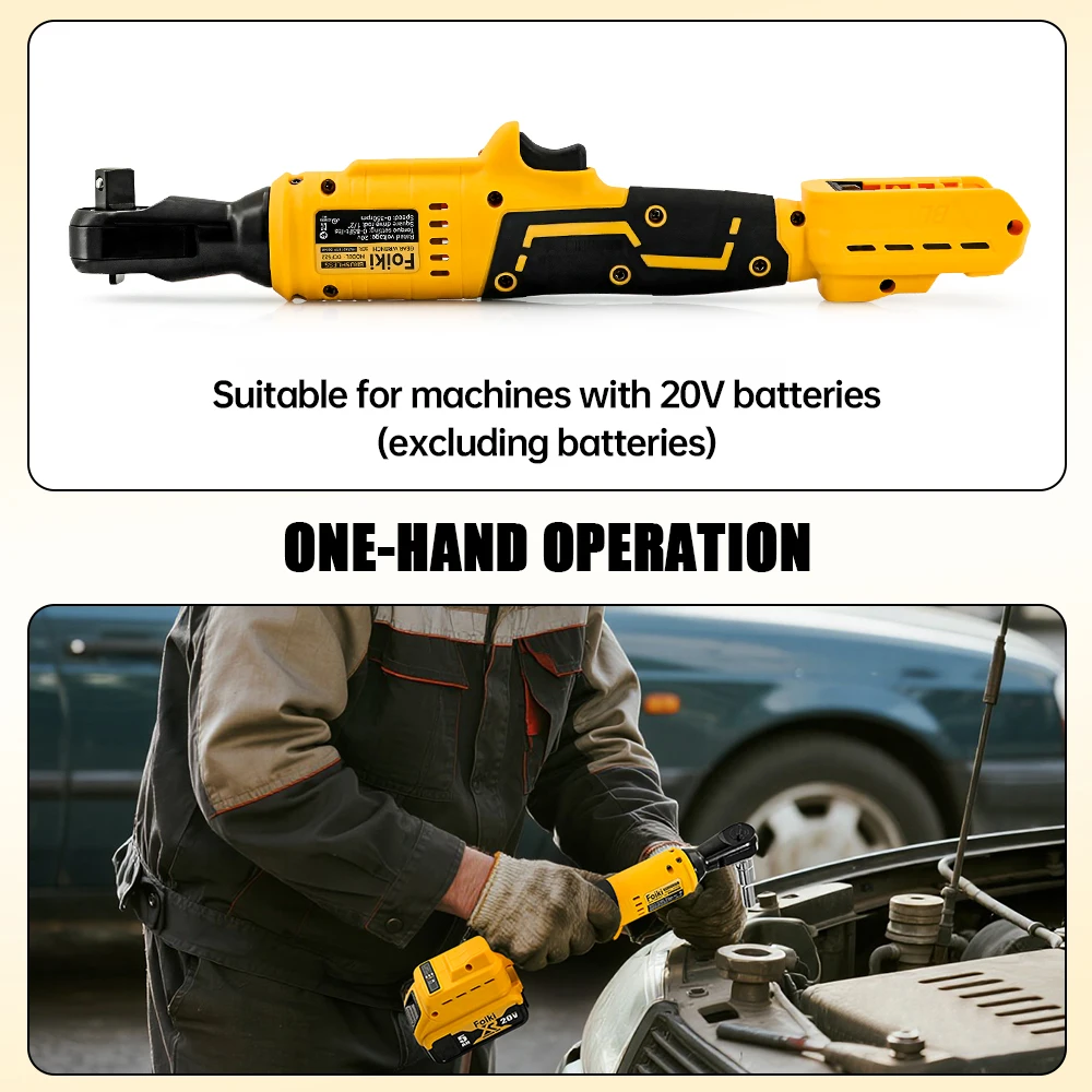 Foiki DCF522 350N·m Brushless Impact Wrench - LED Light, One-Hand Op, Dewalt Battery Compatible. For Auto/Construction/Industry