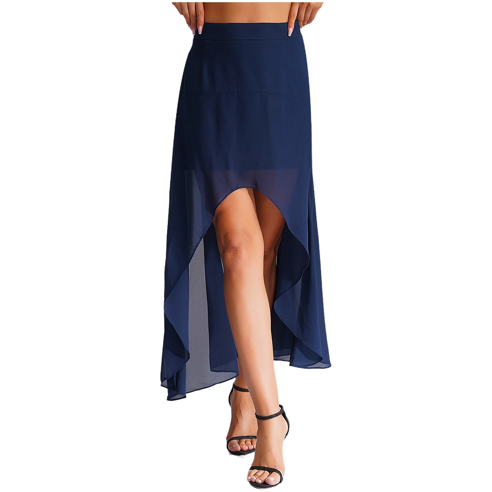 Fashion Women Skirts Elegant Asymmetrical Ruffle Hemline Skirt for Work Office Commuting Dance Party Daily Wear OL Clothes