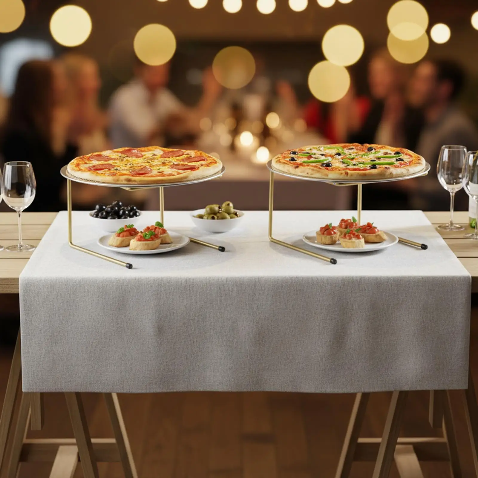 Tabletop Pizza Racks Stands with Iron Construction Food Display Risers for Kitchen Buffet Serving Table