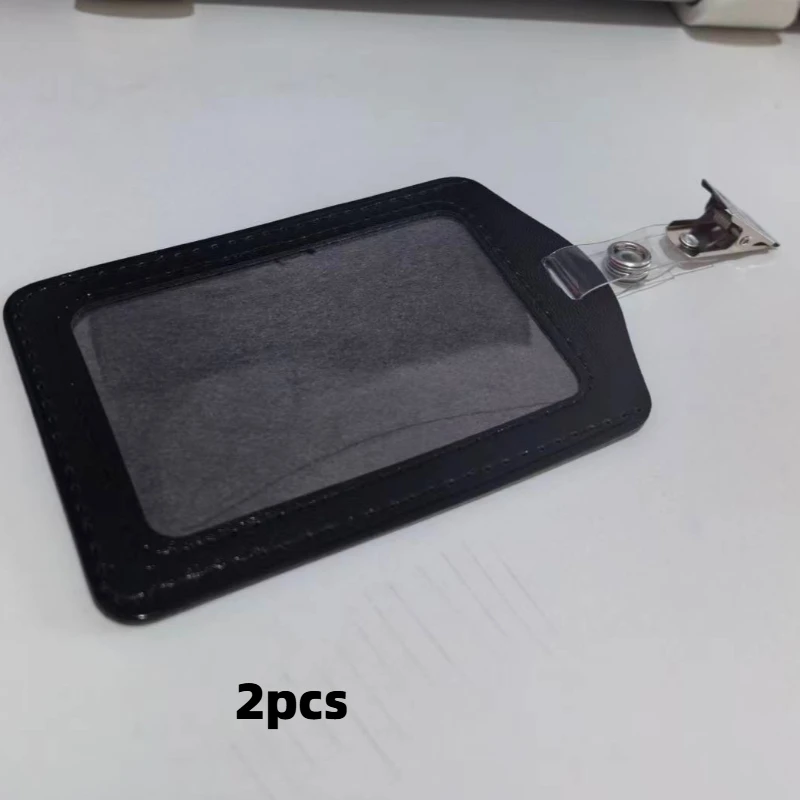 2pcs PUWork ID card holder with clip，ID card holder, badge, name tag, work badge, work IDpuFaux leather ID badge holder