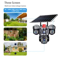 Caméra de surveillance solaire multi-lentilles 4G, vision nocturne couleur, sans fil, avec accessoires de montage complets pour villa, cour, usine 1