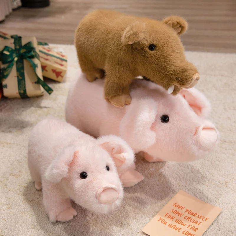 30/40cm Lovely Wild Boar & Pink Pig Plush Toys Simulation Pig Pillow Stuffed Soft Animal Dolls for Children Birthday Xmas Gift