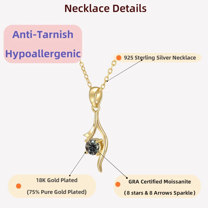 

Ожерелье из стерлингового серебра LAMVOICE S925, рождественский подарок, подарок высокого качества, ожерелье из муассанита 0,5 карата, ювелирные изделия для женщин