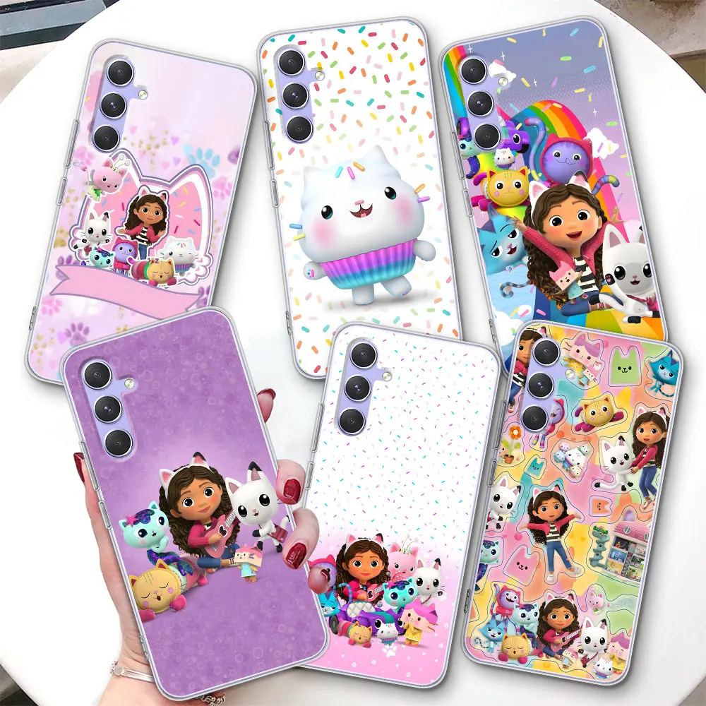 Cartoon Gabbys Dollhouse Phone Case for Samsung Galaxy A71 A15 A24 A54 A55 A33 A35 A12 A13 A14 A22 A25 A31 Transparent TPU Cover