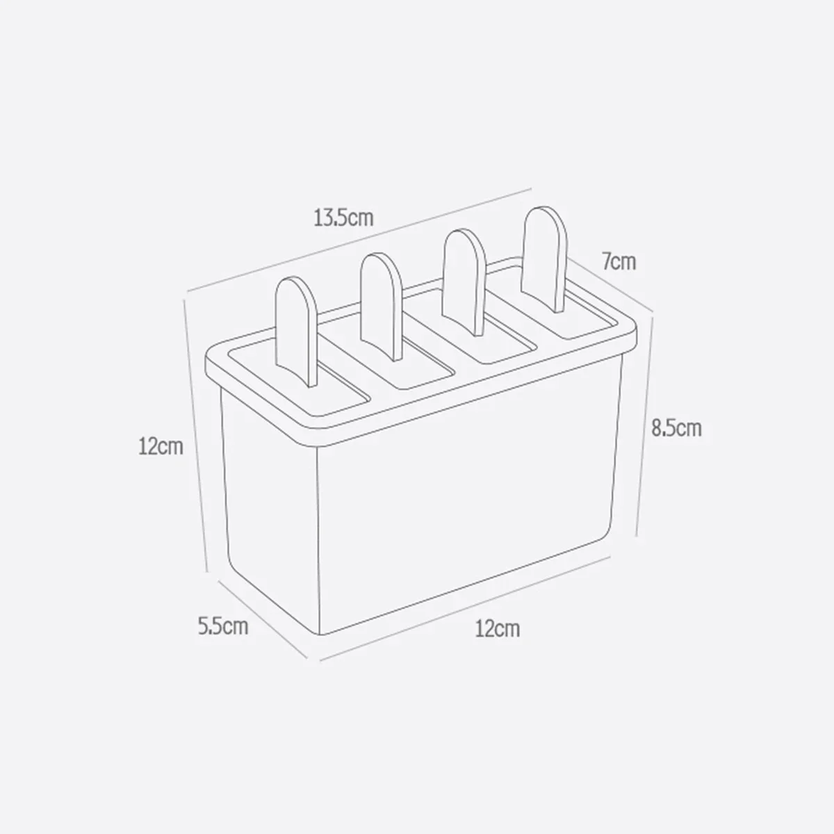 Caja de molde de cubitos de hielo DIY, herramientas de bandeja de molde de helado, jugo de Yogurt, molde cuadrado de silicona de 4 celdas, moldes para paletas