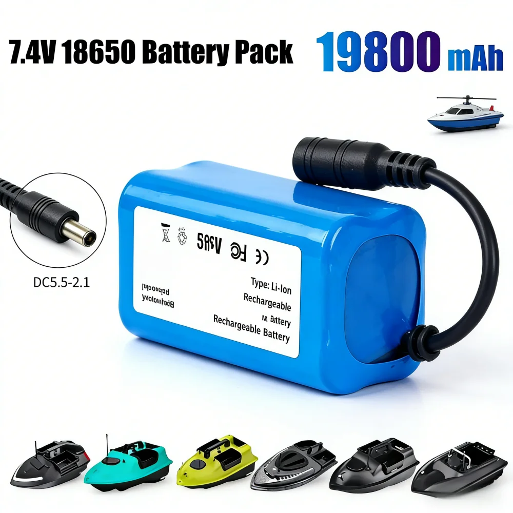 

Аккумуляторный блок Li-ion 2S2P 7.4V 19800mAh для радиоуправляемых рыболовных лодок T1882011-5, T888, V007, H18, C18