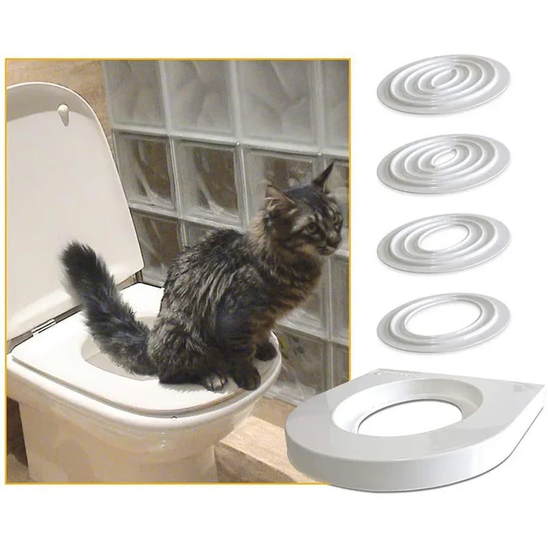Household Cat Toilet Trainer Potty System, Reusable Universal Toilet Training Tray for Cats, Gradual Training Cat Litter Replace