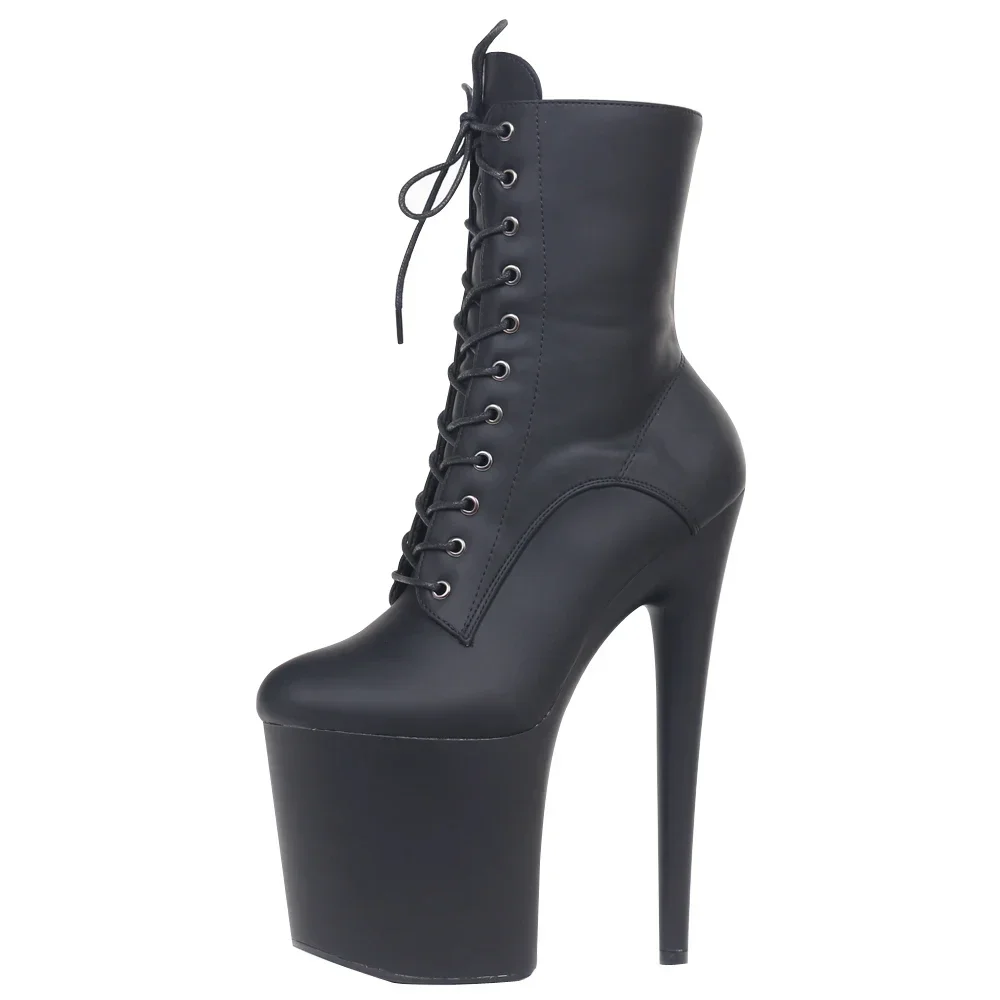 

20CM Extreme High Heels Platform Boots Lace Up Sexy Pole Dancing Ankle Boots Side Zip