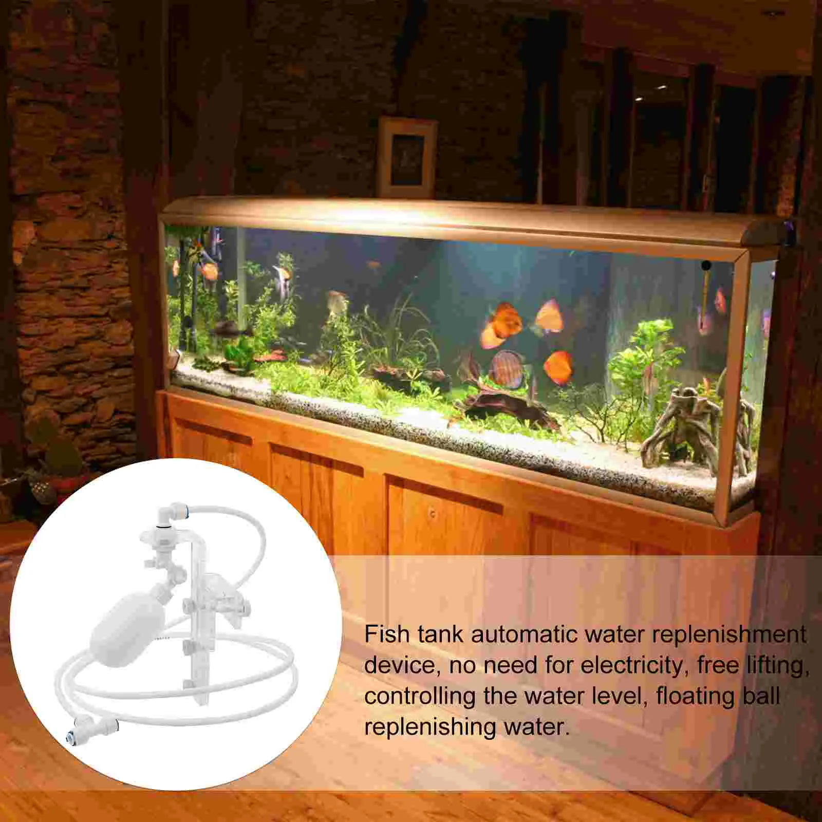 Fish Tank Water Replenisher Ball for Aquariums Plastic Float Valve with Adjustable Bracket Shut Off Pond Controller Holder