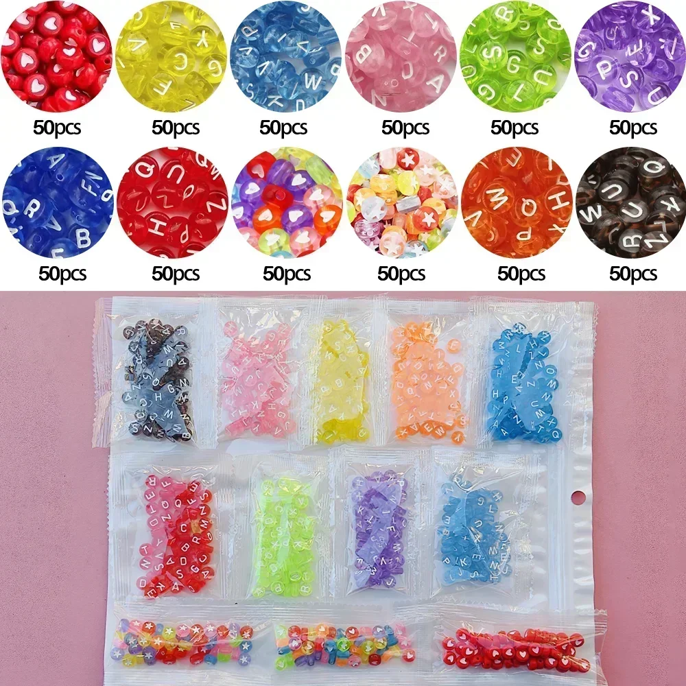 300-1500 Piezas de Cuentas Espaciadoras Acrílicas Coloridas, Cuentas Redondas con Letras de la A a la Z, Kits para Hacer Joyería, Accesorios para Pulseras y Collares DIY