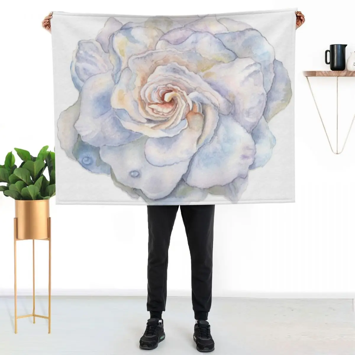 Gardenia Watercolor Print Throw Blanket christmas decoration Bed covers funny gift Sofa Designers Decorative Beds Blankets