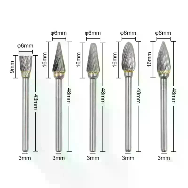 /PFU/6/10pcs High Speed Wood Working Drill Bits Rotary Files Mini Round HSS Burr Set Wood Carving Rasp For Shank Burs Tools