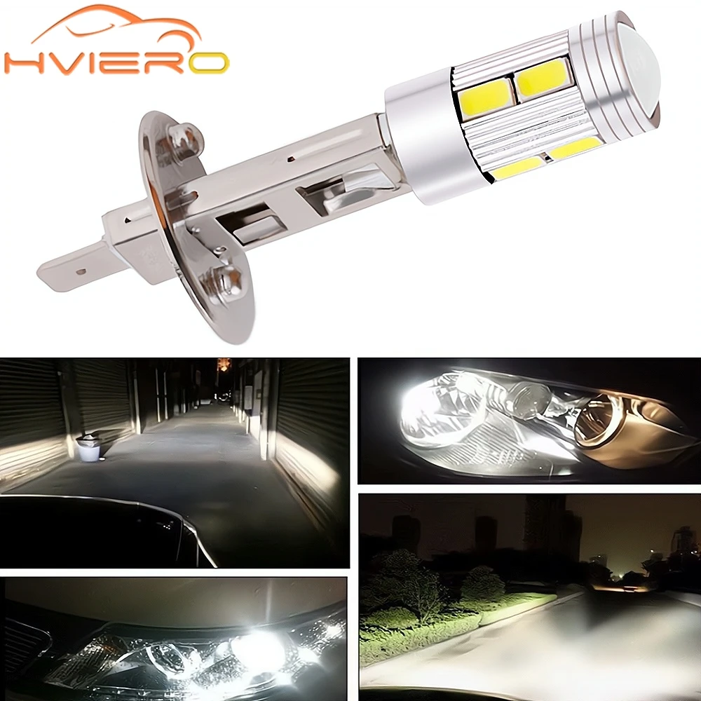 Universal H1 H3 Car LED Bulb Parking Light DC 12V 10SMD 5630 Auto Fog Turn Signal Driving Day Lamp White Reverse Brake Headlamp