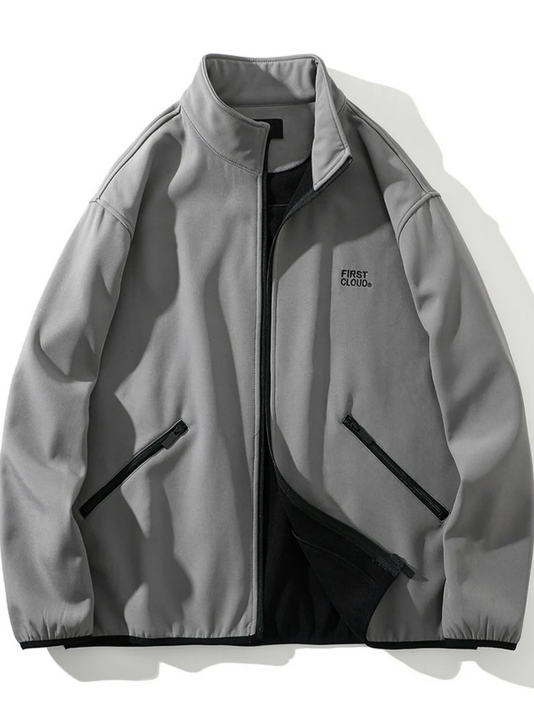 

Men's Casual Fce Lined Stand Collar Jaet Outdoor Travel Sport Windproof Water Resistant Loose Fit Polyester Fiber Long S...