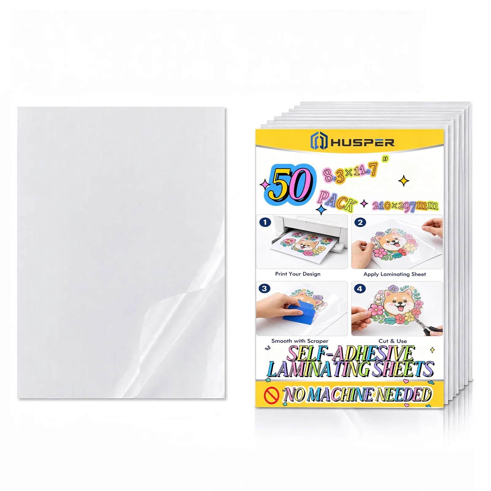Crystal Clear Vinyl Sticker Paper Self Adhesive Waterproof 100% Transparent Overlay Film A4 11.7 X 8.3 Inch Cold Laminate Sheets